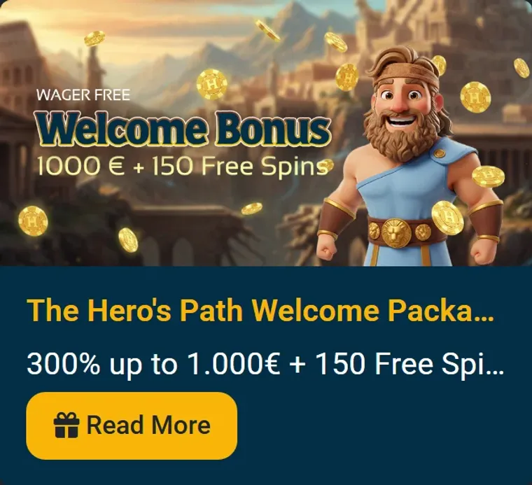 The hero s path welcome package 300 up to 1 000eur 150 free spins