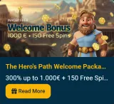 The hero s path welcome package 300 up to 1 000eur 150 free spins